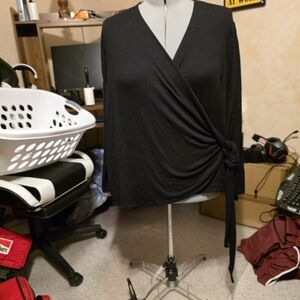 Lane Bryant Black Wrap Blouse